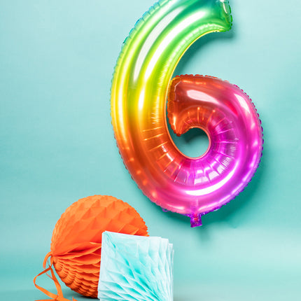 Globo foil Figura 6 Arco Iris XL 81cm vacío