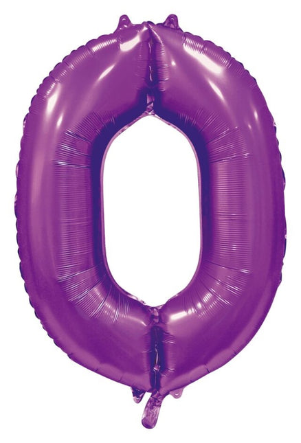 Globo Número Morado 0 Año Brillo 86cm