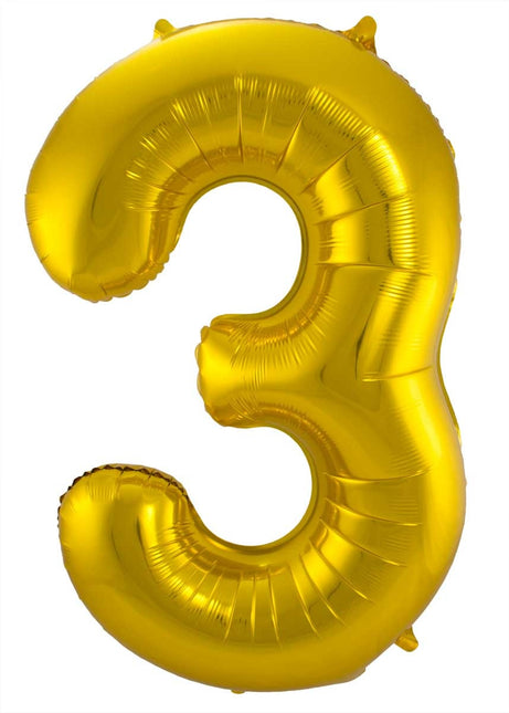 Globo Figura 3 Oro Metalizado XL 86cm vacío