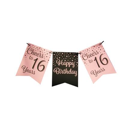 Banner 16 Años Rosa Negro 6m