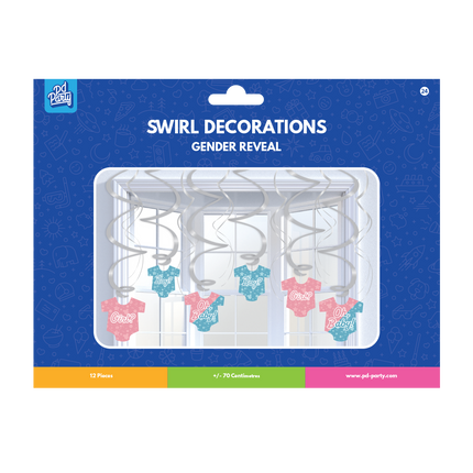 Decoración colgante Gender Reveal 14cm 12pcs