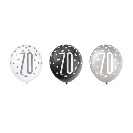 Globos 70 Años Lunares Negro 30cm 6pcs