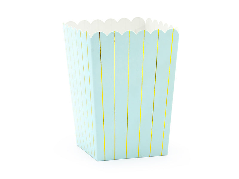 Palomitero Verde Menta Rayas Doradas 12.5cm 6pcs