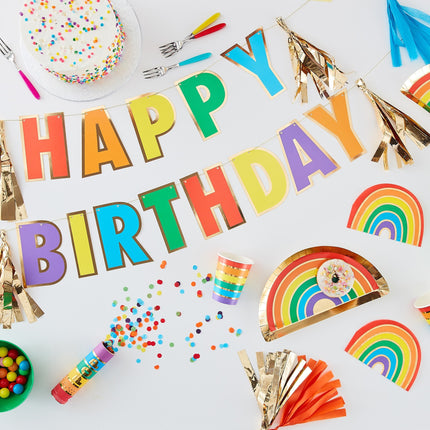 Guirnalda de letras de feliz cumpleaños arco iris 3m