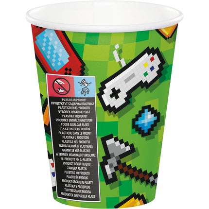 Vasos para fiestas de juegos 256ml 8pcs