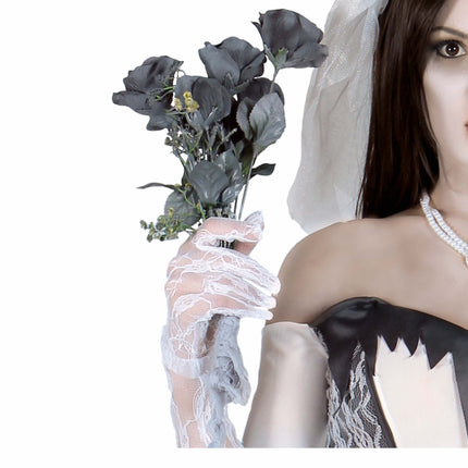 Flor Falsa Halloween Gris 42cm