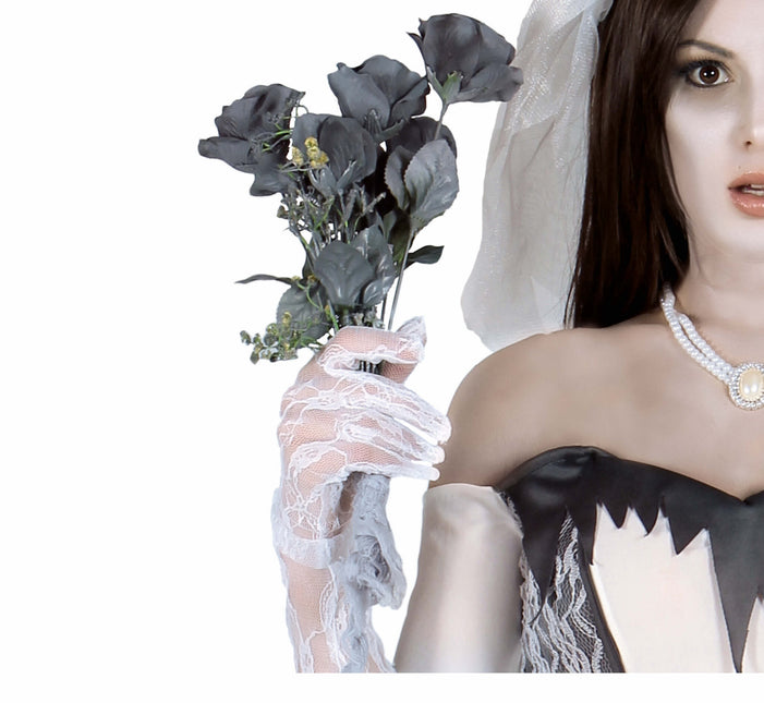 Flor Falsa Halloween Gris 42cm