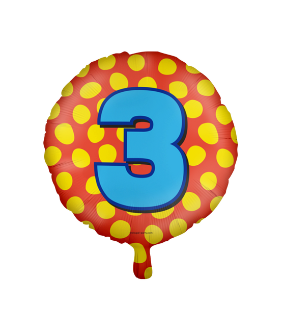 Globo de Helio 3 Años de Colores Vacío 46cm