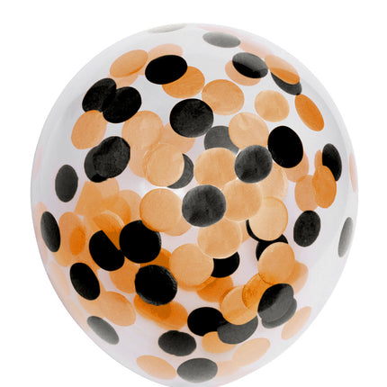 Globos Confeti Naranja Negro 30cm 6pcs
