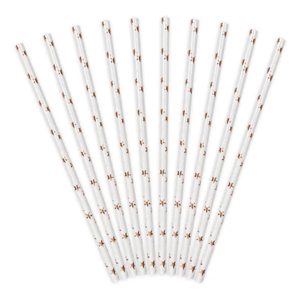 Pajitas de Papel Rayas Oro Rosa 19.5cm 10pcs