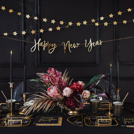 Servilletas Feliz Año Nuevo Negro 33cm 20pcs