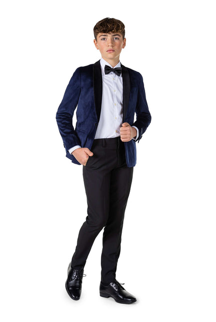 Blazer de Terciopelo Azul Oscuro Niño Adolescente <tc>OppoSuits</tc>