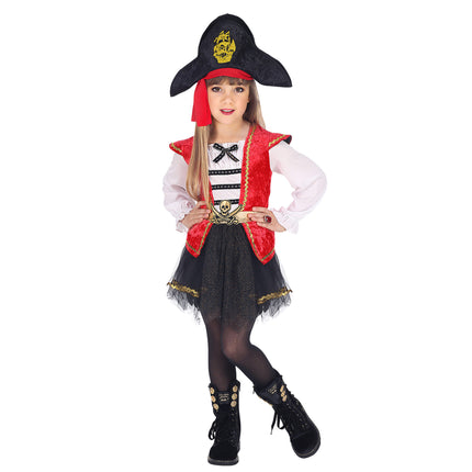 Vestido Pirata Negro Rojo Tutú Niña