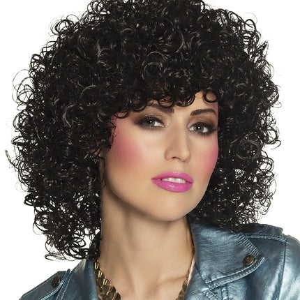 Peluca Pelo Corto Rizado Negro