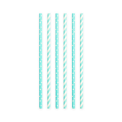 Pajitas de Papel Mezcla Azul Claro/Blanco 19,7cm 20pcs