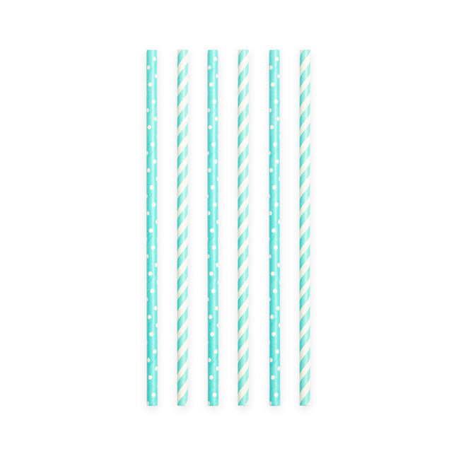 Pajitas de Papel Mezcla Azul Claro/Blanco 19,7cm 20pcs