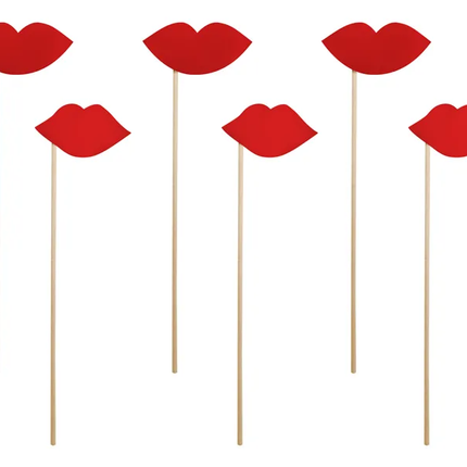 Photobooth Labios Rojo 6pcs