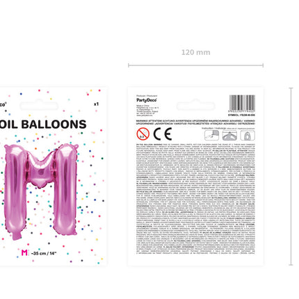 Globo Letra M Rosa Vacío 35cm