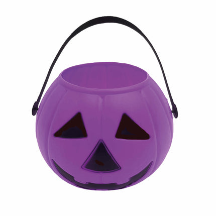 Cubo de caramelos de Halloween morado Calabaza 15cm