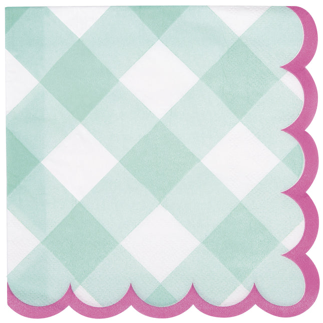 Servilletas de Guinga con Borde Rosa 16uds.
