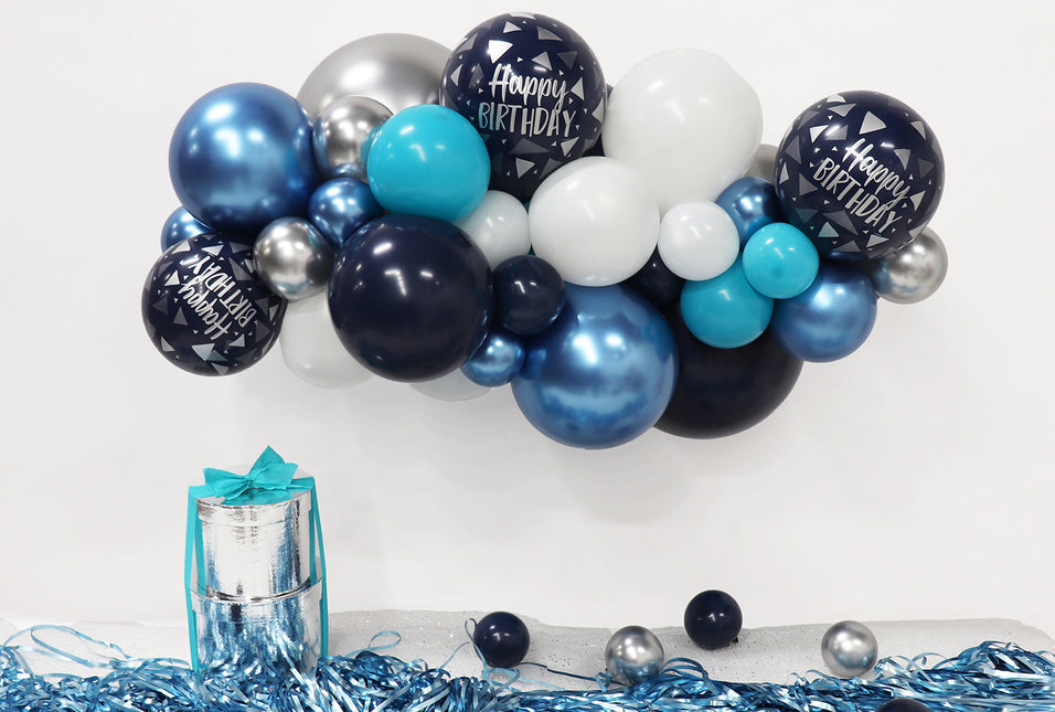 Globos DIY Kit de Globos Orgánicos Feliz Cumpleaños Azul Marino