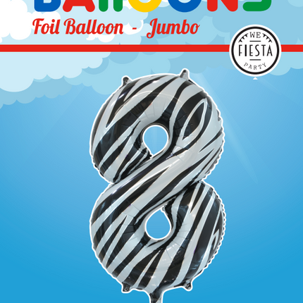 Globo Foil Figura 8 Cebra XL 86cm vacío