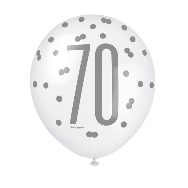 Globos 70 Años Lunares Negro 30cm 6pcs