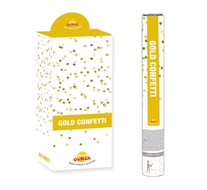 Cañón de confeti dorado 40 cm