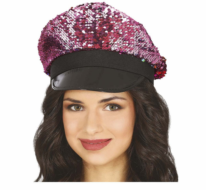 Gorro rosa lentejuelas