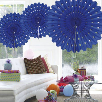 Abanico de Papel Azul 45cm