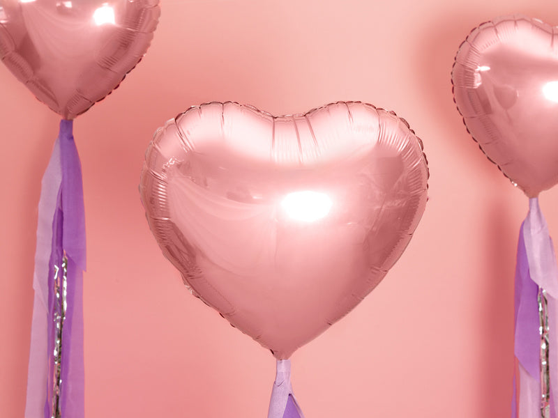 Globo de Helio Corazón Oro Rosa Vacío 45cm