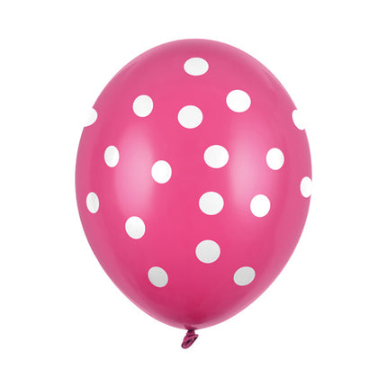 Globos Fucsia Lunares Blancos 30cm 6pcs