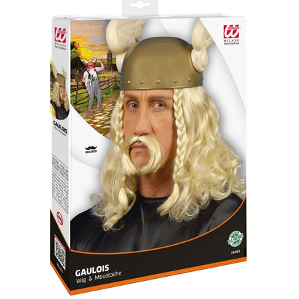 Peluca vikinga con bigote