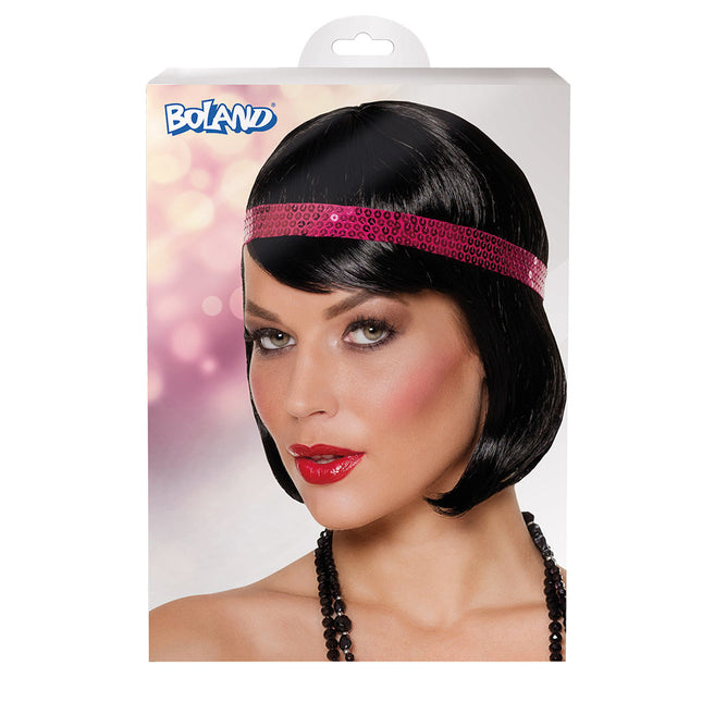 Peluca Charleston Negra Con Diadema
