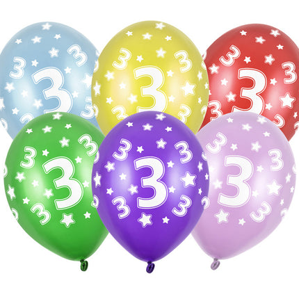 Globos 3 Años Color Metálicos 30cm 6pcs