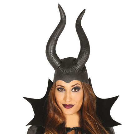 Casco Halloween Cuernos Negros