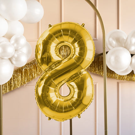 Globo Figura 8 Años Oro Vacío 72cm