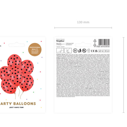Globos Rojos Lunares Negros 30cm 6pcs