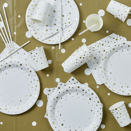 Pajitas de Papel Lunares Dorados Blanco 20cm 8pcs