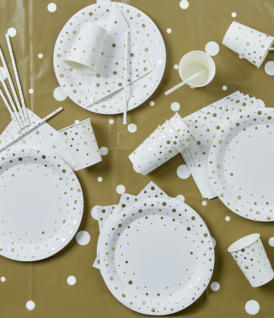 Pajitas de Papel Lunares Dorados Blanco 20cm 8pcs