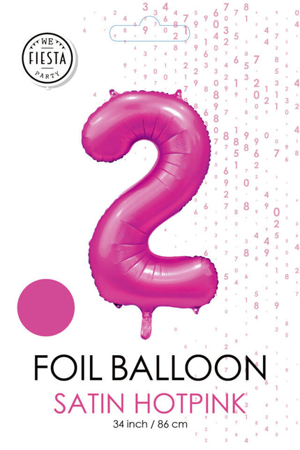 Globo Número Fucsia 2 Años Brillo 86cm