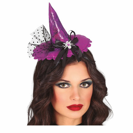 Cinta para el pelo morada Sombrero de bruja