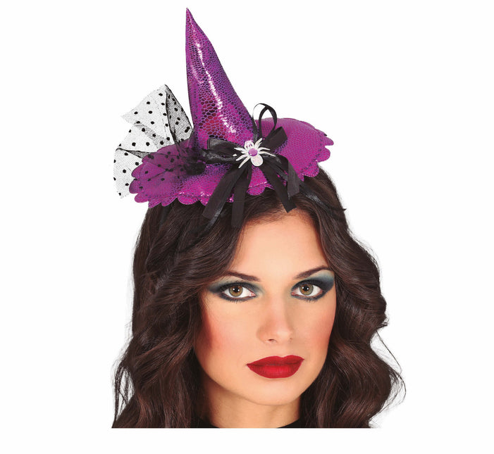 Cinta para el pelo morada Sombrero de bruja