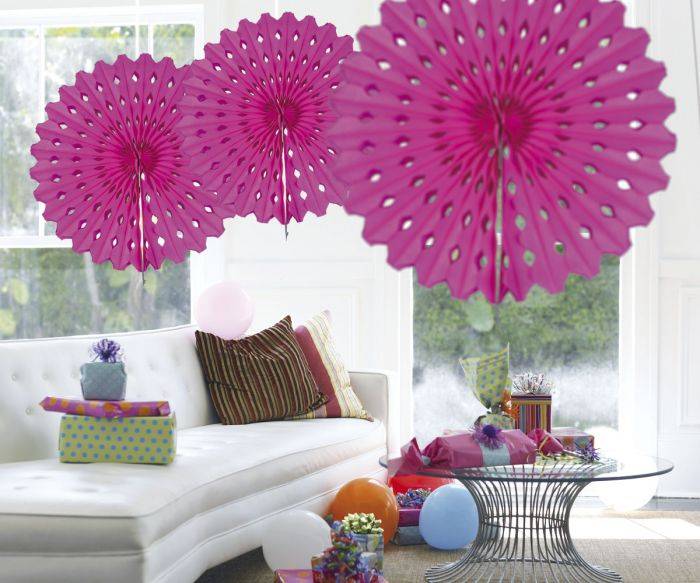 Abanico de Papel Fucsia 45cm