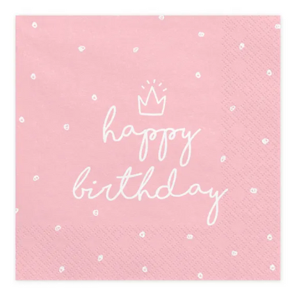 Servilletas Feliz Cumpleaños Rosa 33cm 20pcs