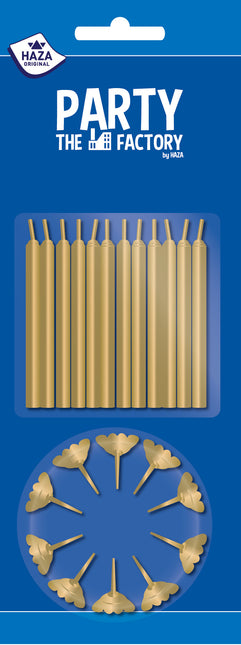 Portavelas dorado 6cm 12uds.