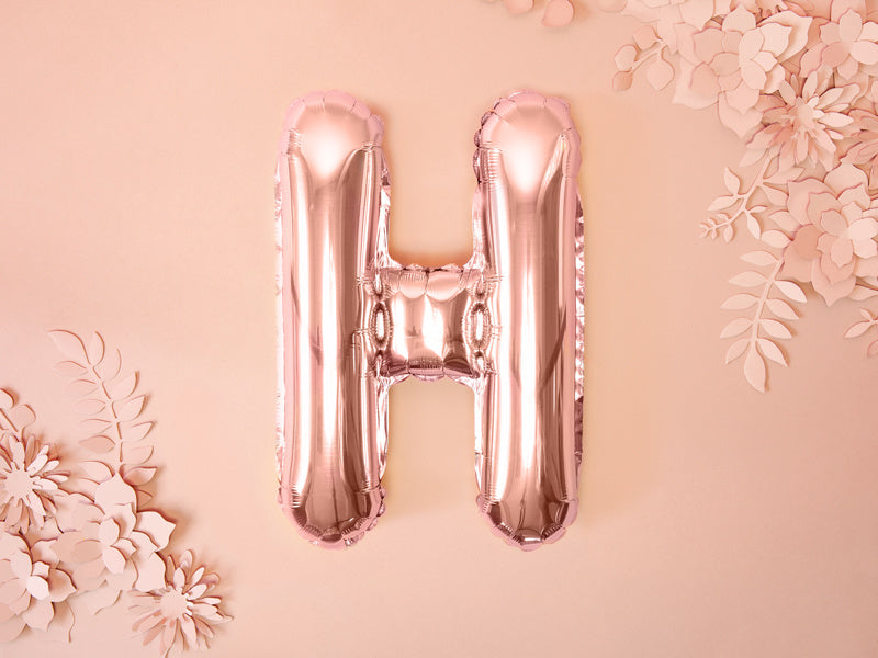 Globo Letra H Oro Rosa Vacío 35cm
