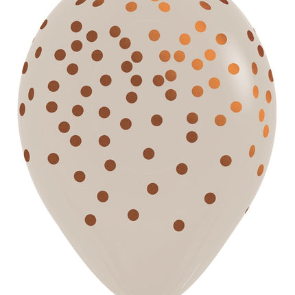 Globos Confeti Arena Blanca 071 Tinta Cobre 30cm 25pcs