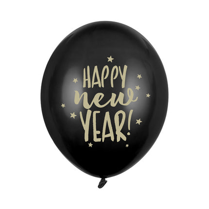 Globos Feliz Año Nuevo Negro 30cm 6pcs