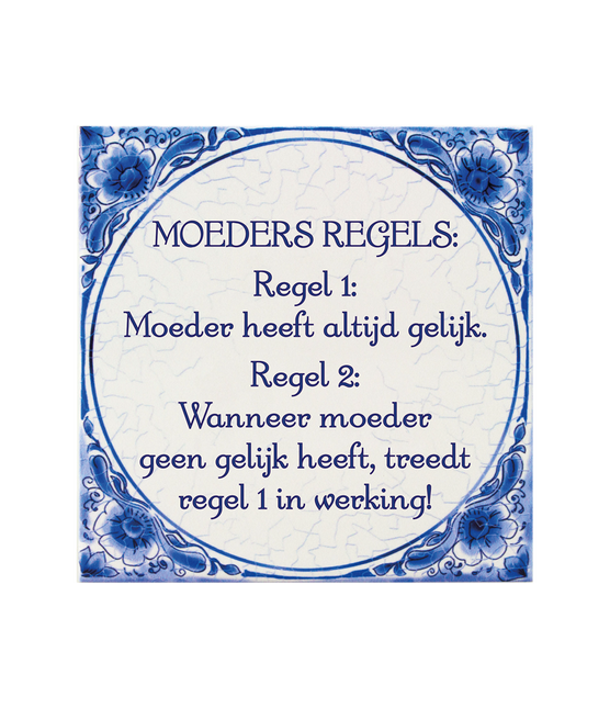 Azulejo Azul de Delft Regla de las Madres 14,5cm